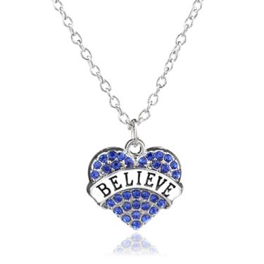Imagem de Believe Colar com pingente de coração para mulheres, presentes inspiradores para amigas, presente de aniversário de Natal para filha, irmã, One Size, Strass, Sem Pedra Preciosa