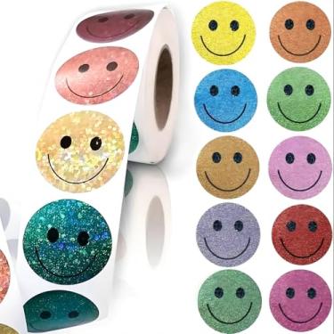 Imagem de 500 peças de adesivos coloridos de rosto sorridente – Adesivos divertidos de emoticon, para artesanato DIY, álbuns, diários e decoração, à prova d'água