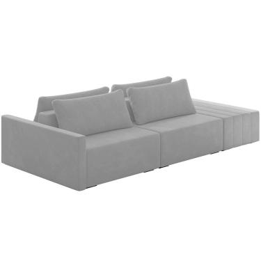 Imagem de Sofá Ilha Modular Para Sala 252cm Com Puff Dublin K01 Veludo Cinza - Lyam Decor