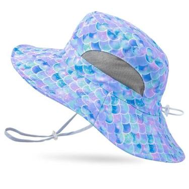 Imagem de Chapéu ICOSY Kids Mesh Bucket com proteção UV dobrável azul