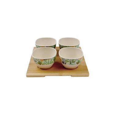 Imagem de Tigelas Bowl Petisqueira Eco Bandeja Bambu Melanina Kit 5un