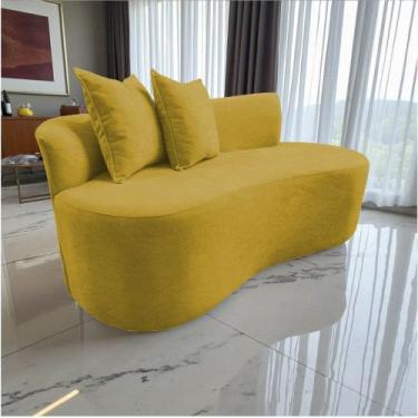 Imagem de Namoradeira Sofá Feijão Hana Orgânica Couro Amarelo - Mansão Decor