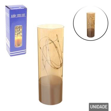 Imagem de Luminária de Mesa com LUZ LED 15x5cm Dourada - Tudo em Caixa