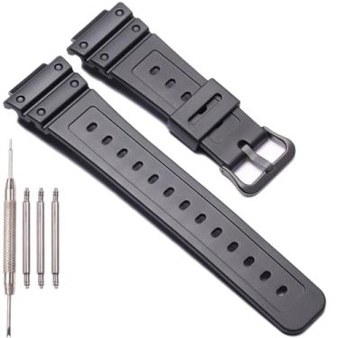 Imagem de HAOZHI 16mm Pulseira Compatível para Casio G Shock DW 5300 5600 6000 6100 6200 6600 6695 6695D 6900 6900B 8700 9052,G 6900,GW 6900,GW B5600 M5610,GWX 5600,GLX 5600,GA 2100 Bracelete Cinta Alça (Preto)