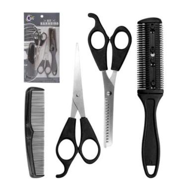 Imagem de Kit Barbeiro 4 Peças Qualidade Precisão Cabelo barba - Cim-toys