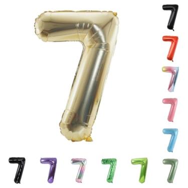 Imagem de Balão grande de hélio com número de hélio de 101 cm para festa de casamento 0-9 (ouro pálido, 7)
