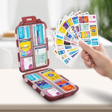 Imagem de Organizador de comprimidos de 10 compartimentos com etiquetas – Caixa portátil de comprimidos de viagem para vitaminas e medicamentos | dobrável, à prova d'água, sem BPA | manhã/tarde/noite