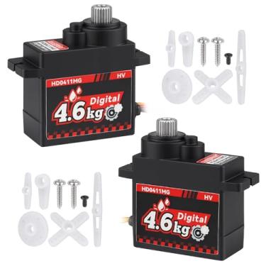 Imagem de HobbyPark Waterproof 12g Micro Servo Motor Metal Gear Arduino Servo Digital Servo Mini 4.6kg High Torque HV Programmable for 1/24 RC Crawler Car Airplane Boat Robotics 180°(2-Pack)