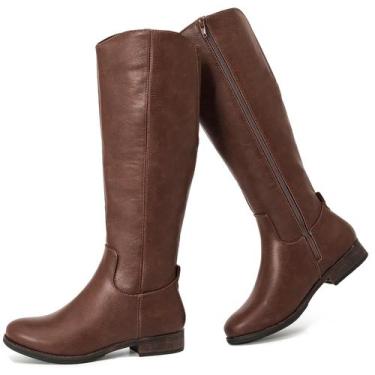 Imagem de Botas de cano alto Ruiee femininas elegantes com bico redondo, marrom,