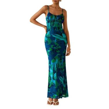 Imagem de Vestido maxi feminino PRETTYGARDEN com corpo floral, verde, tamanho L