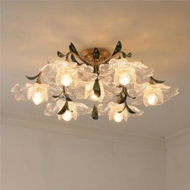 Imagem de Luminária de teto estilo pastoral americano, criatividade francesa, para sala de estar, restaurante, quarto, escritório, casa de campo, café, loja de roupas, decoração em LED, formato de flo