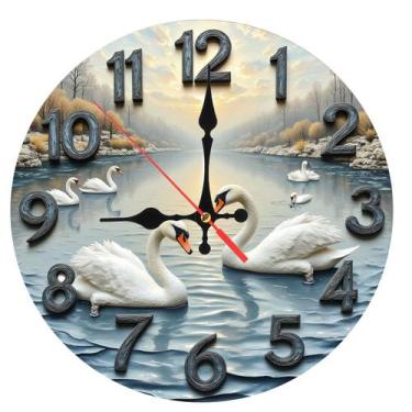 Imagem de Relógio de parede Swan de 12 polegadas Non Ticking Vintage Landscape -