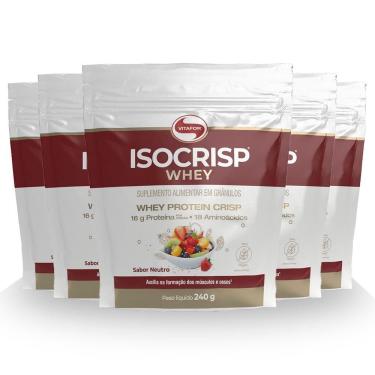 Imagem de Kit 5 Isocrisp Whey Protein Crisp Vitafor Pouch 240g Neutro