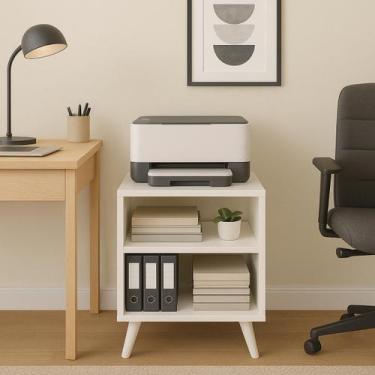 Imagem de Mesa de Cabeceira com Pés 2 nichos Retrô Mesinha de Madeira 60cm Criad