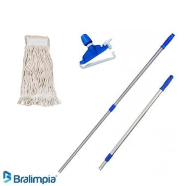 Imagem de kit completo Mop Úmido Ponta Dobrada Cinta Mop Liquido  - Bralimpia