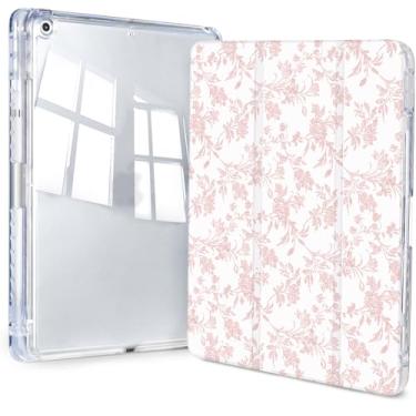 Imagem de Jngnpn Capa para iPad 9ª/8ª/7ª geração, 10,2 polegadas (versão 2021/2020/2019), capa transparente fina e tripla traseira transparente com suporte para lápis e capa hibernar/despertar automática