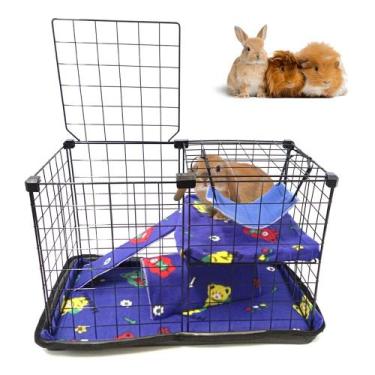 Imagem de Cercado Pet Porquinho da Índia 30x60x40 Preto com Teto Toca Rede e Tap
