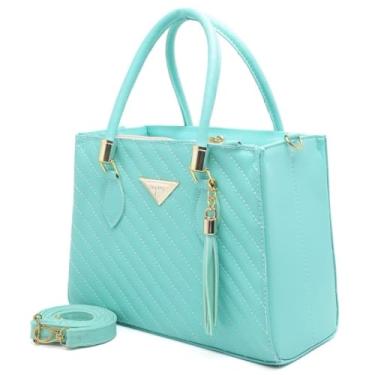 Imagem de Bolsa Feminina Tiffany com Alça Transversal, Couro Sintético Matelassê, Detalhes Dourados, Estilo Elegante (Verde)