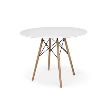 Imagem de Mesa Redonda Eames 100cm Branco 4 Cadeiras Preto