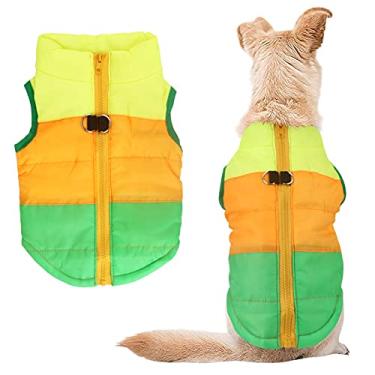 Imagem de Casaco de cachorro com colete para cachorro com colete e âncora de colete para cachorro acolchoado com correia da Idepet TMIdepet XS verde