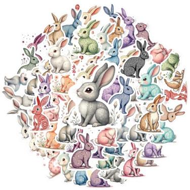 Imagem de 35 peças de adesivos de animais de coelho fofo coelho brinquedo Toon para guitarra faça você mesmo skate laptop decoração de bagagem laptop bagagem scrapbook diário adesivo