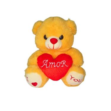 Imagem de Pelucia Urso Na Sacolinha Com Coração Amor Bege