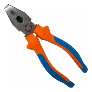 Imagem de Alicate universal Profissional 8 polegadas cabo emborrachado Laranja e Azul