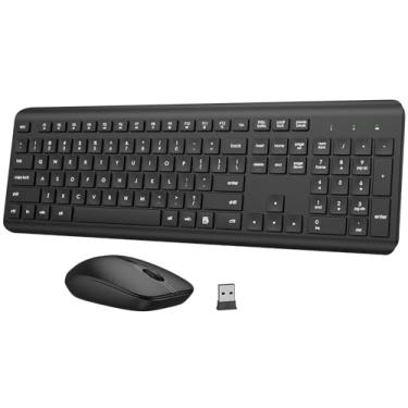 Imagem de Combo de teclado e mouse sem fio, teclado e mouse ergonômicos silenciosos de tamanho completo