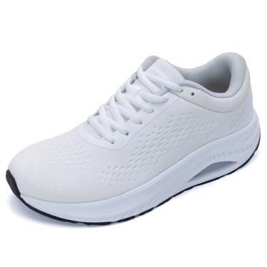 Imagem de RomenSi Sapatos femininos com bico largo, suporte de arco, tênis atlético, largo, para fascite plantar, 36-42, Branco02, 10.5 Wide