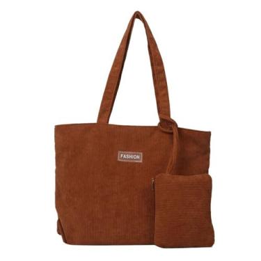 Imagem de Bolsas femininas modernas com uma bolsa pequena para viagens, trabalho, compras, academia, Marrom, Large