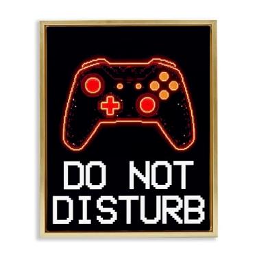Imagem de Stupell Industries Do Not Disturb Neon Control Brown Framed Floater Canvas Wall Art, design por Kim Allen, 21 x 17