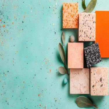 Imagem de Quadro Decorativo Arte Abstrata Geométrica com Folhas Verdes para Ambiente Moderno 50x50cm