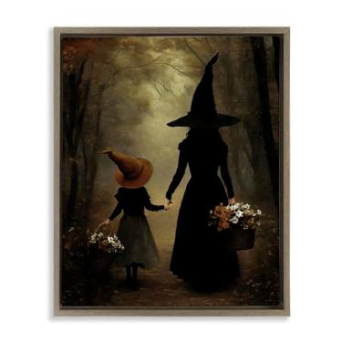 Imagem de Stupell Industries Witch & Daughter Mystical Forest Black Framed Floater Canvas Wall Art, design by Arlington Prints, 21 x 17