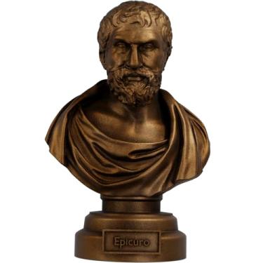 Imagem de Estátua Busto Epicuro de Samos - Filósofo Grego (Cor Cobre Antigo)