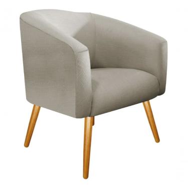 Imagem de Poltrona Luiza Pés Palito Mel Linho Bege - Amarena Móveis Creme Desenho Do Tecido Linho