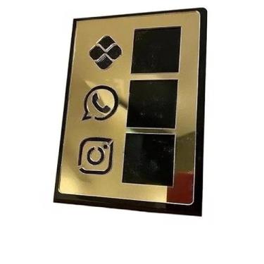 Imagem de Placa Pix Display Mesa Balcão Plaquinha PIX WhatsApp Instagram(Branco,Prata)
