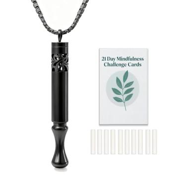 Imagem de phaxud Colar de aço inoxidável para respirar mindfulness e difusor de óleo essencial para mulheres e homens, 2 em 1, ferramenta de colar livre de respiração para equilíbrio interno, relaxamento e