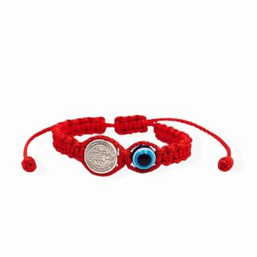 Imagem de Liamlove Pulseira de bebê, pulseira de cordão vermelho com São Bento e olho turco para o novo membro da família, pulseira de São Bento e olho turco