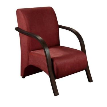 Imagem de Poltrona 1 Lugar Vênus Pé Madeira Suede Bordô