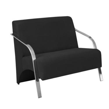 Imagem de Poltrona 2 Lugares Vênus Braço Alumínio Suede Preto