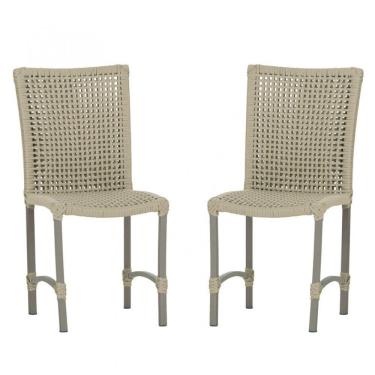 Imagem de 2 Cadeiras De Jantar Cannes De Alumínio Pintura Fendi Trama Rami