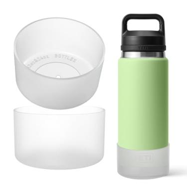 Imagem de OAWEEN 2 peças de bota de silicone para garrafa de água YETI Rambler 737 g diâmetro inferior de 8 cm a 8,8 cm capa protetora antiarranhões antiderrapante capa transparente acessórios para uso ao ar