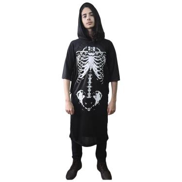 Imagem de Fantasia Halloween Esqueleto Scary Boy Preta Com Capuz Tamanho M