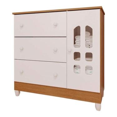 Imagem de Cômoda Infantil New Selena Com Porta Branco Bétula – Carolina