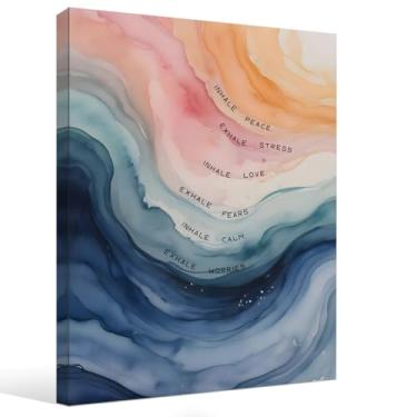 Imagem de STHTTSW Arte de parede Inhale Exhale, pôsteres de saúde mental para escritório, arte de parede em tela de saúde mental para sala de aconselhamento escolar escritório 28 x 35 cm