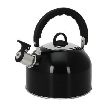 Imagem de Chaleira Inox 2.5 Litros em Aço Inox e Nylon com Apito, Cabo Ergonômico e Design Moderno Ideal para Chá e Café - Resistência e Estilo na Cozinha (Preto)