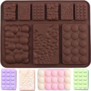 Imagem de EPYHREHM Moldes de chocolate de silicone Break Apart para barra de chocolate Barra energética de proteína