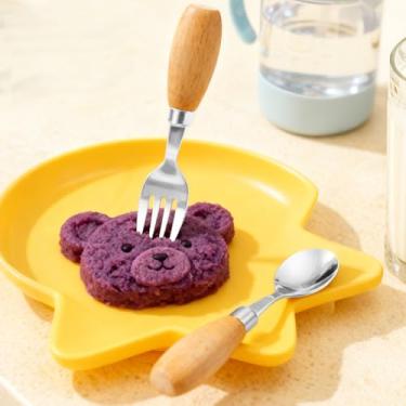 Imagem de Conjunto de talheres de aço inoxidável, colher e garfo para sobremesa, salada, chá, cozinha, jantar, piquenique