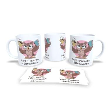 Imagem de Caneca de Café com Coruja Rabugenta, Cerâmica Branca, Design Divertido em Português, Presente para Amantes de Café (18998)