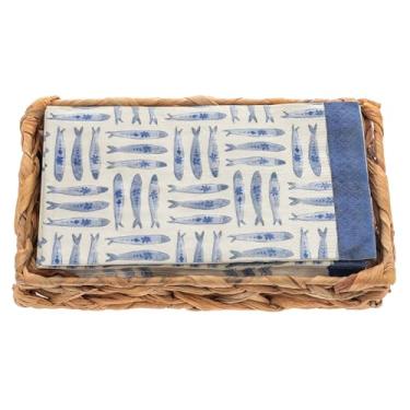 Imagem de Karma, Porta-guardanapos de tecido com conjunto de guardanapos de papel, sardinhas